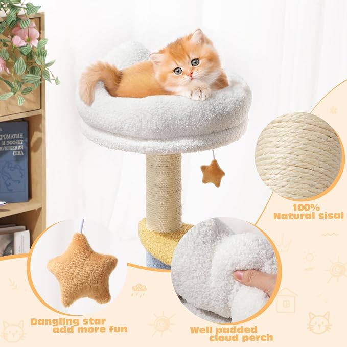 Cat Tree with Sisal Scratching Posts Cat Tower with Hammock Cute Cat Condo - Image 4