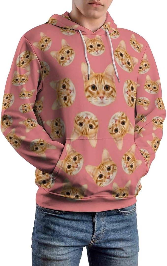 Artsadd Custom Face Unisex athletic Pockets Sweatshirt Loose Hoodie Custom - Image 2