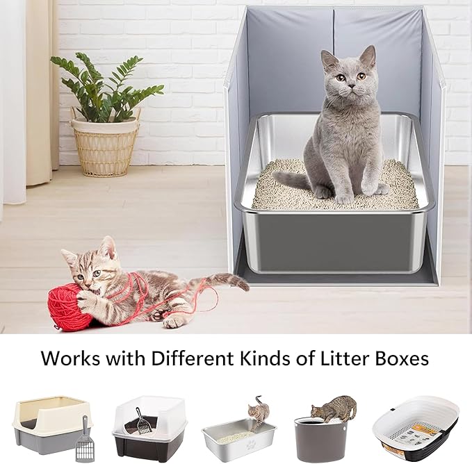 Cat Litter Box Enclosure, Keep All Mess in, Open Top High Side, Extra Large - Image 6