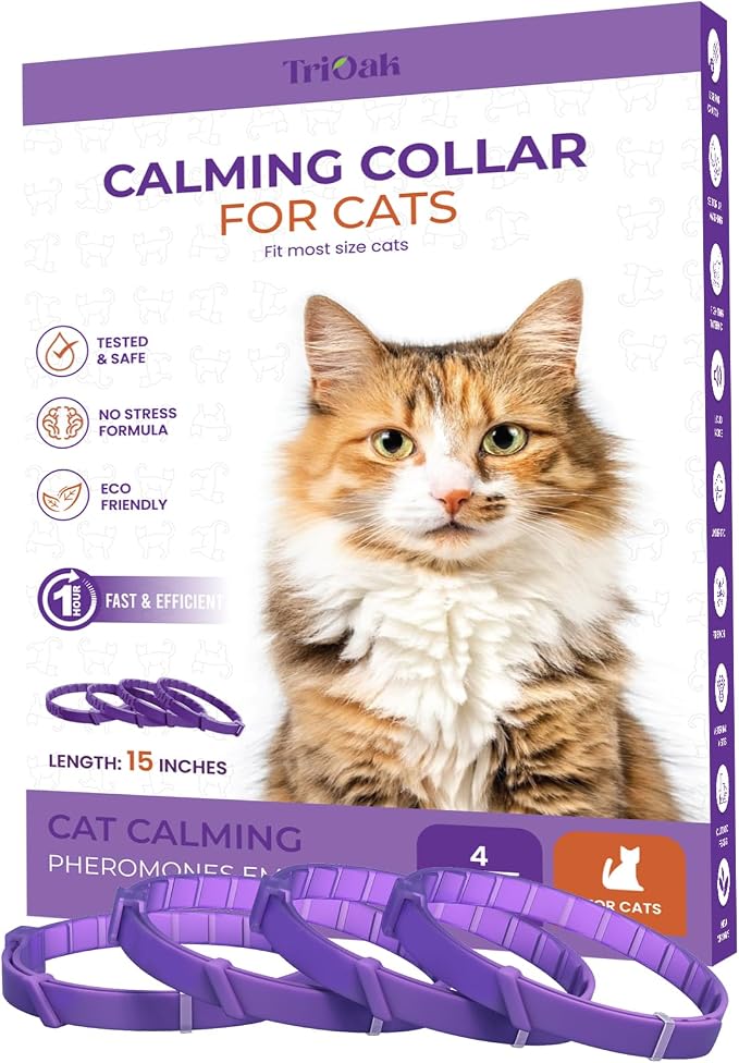 4 Pack Calming Collars for Cats: Pheromone Cat Calming Collars for Cats by TotalPetCare