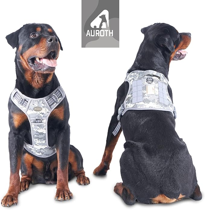 Auroth Tactical Dog Training Harness No Pulling Front Clip Leash Adhesion - Image 2