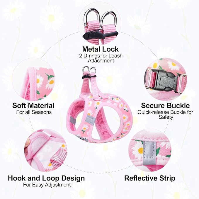 BEAUTYZOO Step in Dog Harness and Leash Set, Floral Pattern Reflective Dog - Image 4