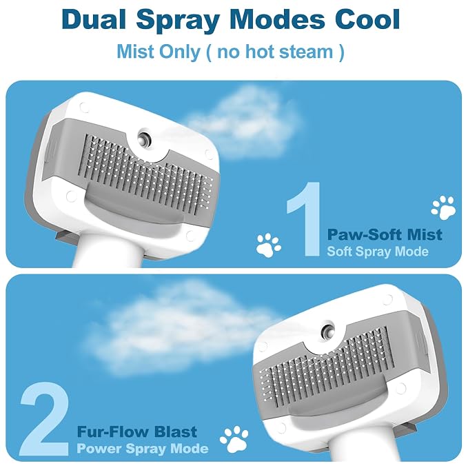 Pet Steam Brush for Dogs & Cats, 3-in-1 Steam Grooming Brush for Shedding & - Image 3