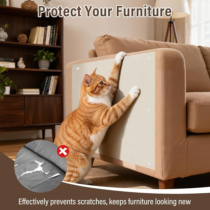Cat Scratch Furniture Protector, 78.7" x 15.8" Cat Scratching Mat, Trimmable - Image 2