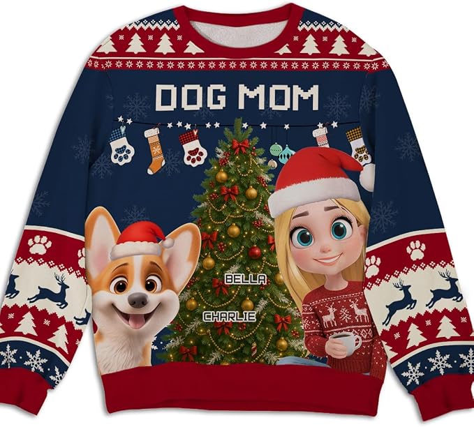 Wrappiness A Girl And Her Dog Christmas Sweatshirt by Wrappiness