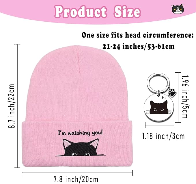 Women’s Cat Beanie, Cute Animal Knitted Hats Cat Lovers Gifts, Funny Christmas - Image 4