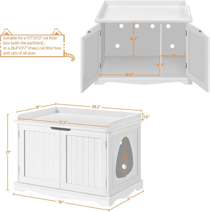 Yaheetech Cat Litter Box Enclosure, Hidden Litter Furniture, Cat Washroom - Image 7