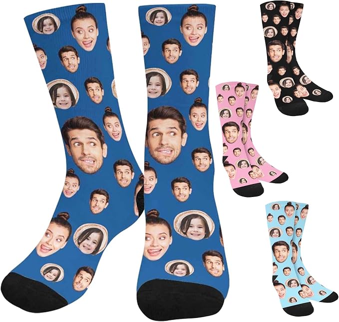 Artsadd Custom Face Socks for Women Men Cat Dog Lovers, Customized Unisex Funny by Artsadd
