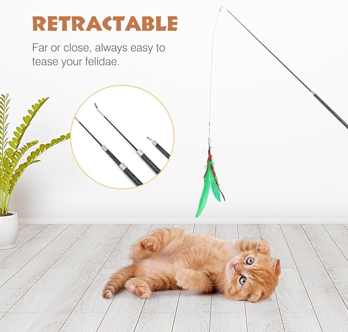 Pawaboo Interactive Cat Toys for Indoor Cats, Cat Wand Toys, Cat Fishing Pole - Image 4