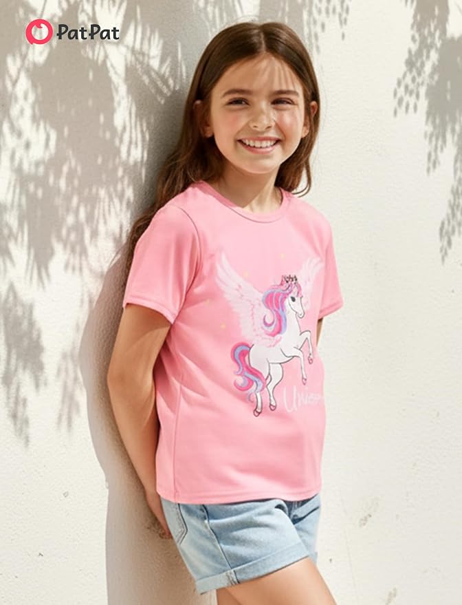 PATPAT Girls Crewneck Short Sleeve Graphic Tees Animal Print Shirts Cute Summer - Image 4
