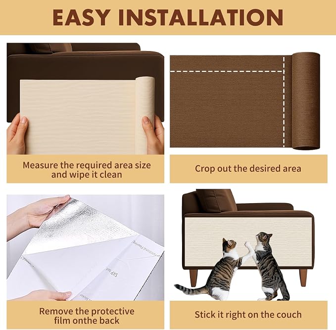 PowerKing Cat Scratch Furniture Protector, 78.7"x15.8" Self-Adhesive Cat - Image 5
