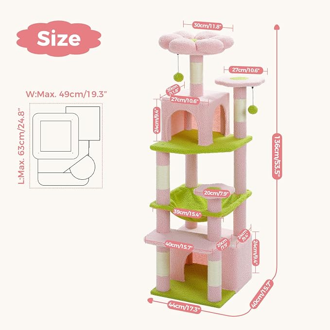 PAWZ Road Cat Tree, 53.5 Inches Tall Cat Tower - Image 5