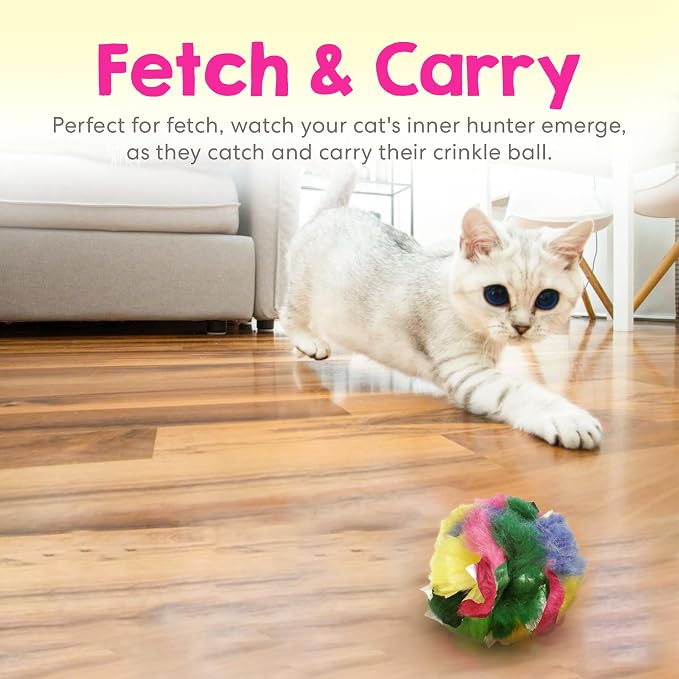 Cat Crinkle Balls 1.5 Inch | 12 Pack | Soft Lightweight Indoor Cat Toys - Image 3