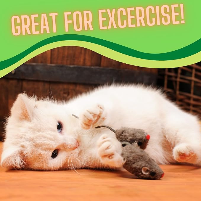 Smokey's Stash Rabbit Fur Mouse Cat Toy 24 per Pack White and Gray Fuzzy Toys - Image 4