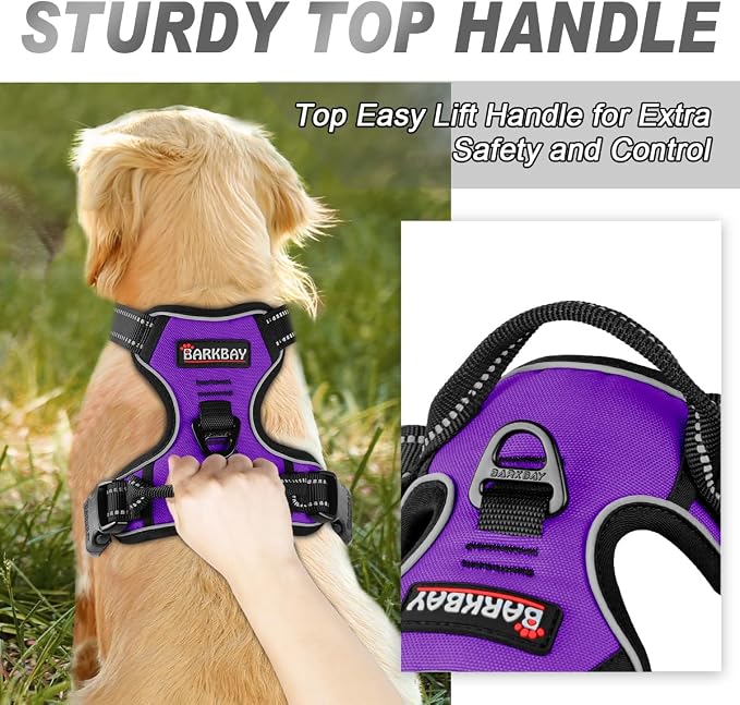 BARKBAY No Pull Dog Harness Front Clip Heavy Duty Reflective Easy Control Handle - Image 3