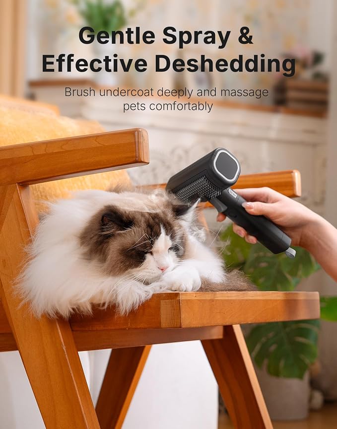 Pet Steam Brush for Indoor Cats & Dogs Grooming, Spray Hair Removal Comb for - Image 5