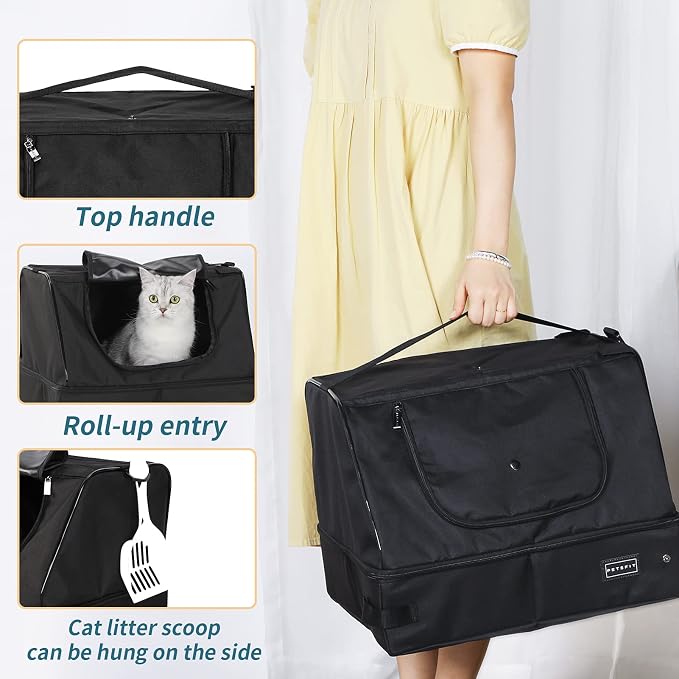 PETSFIT Portable Travel Cat Litter Box – Collapsible, 2-Layer Leak-Proof - Image 8