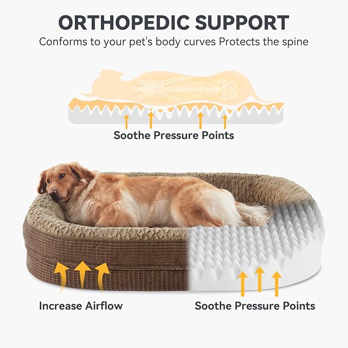 JOEJOY Orthopedic Dog Bed for Extra Large Dogs, Egg-Crate Memory Foam Pet Bed - Image 2