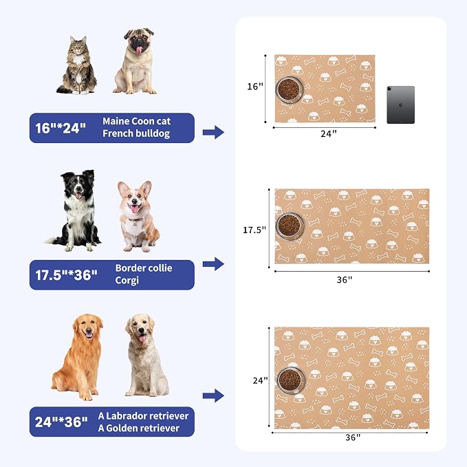Cooyes Large Dog & Cat Food Mat 17.5"×36", Ultra-Absorbent Dog Bowl Mat - Image 6