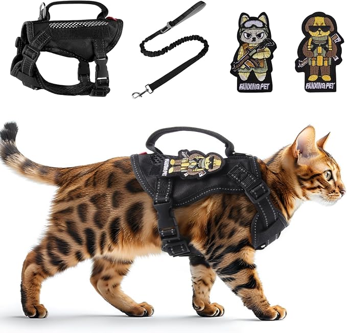 Cat Harness and Leash Set for Walking Escape Proof Adjustable Reflective Large by SEZDEKI