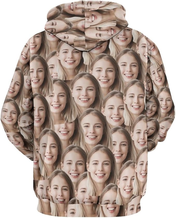 Artsadd Custom Face Unisex athletic Pockets Sweatshirt Loose Hoodie Custom - Image 4