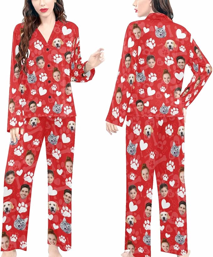 Artsadd Custom Pajamas for Women Men Family, Personalized Face Pjs Pajama Pants - Image 4