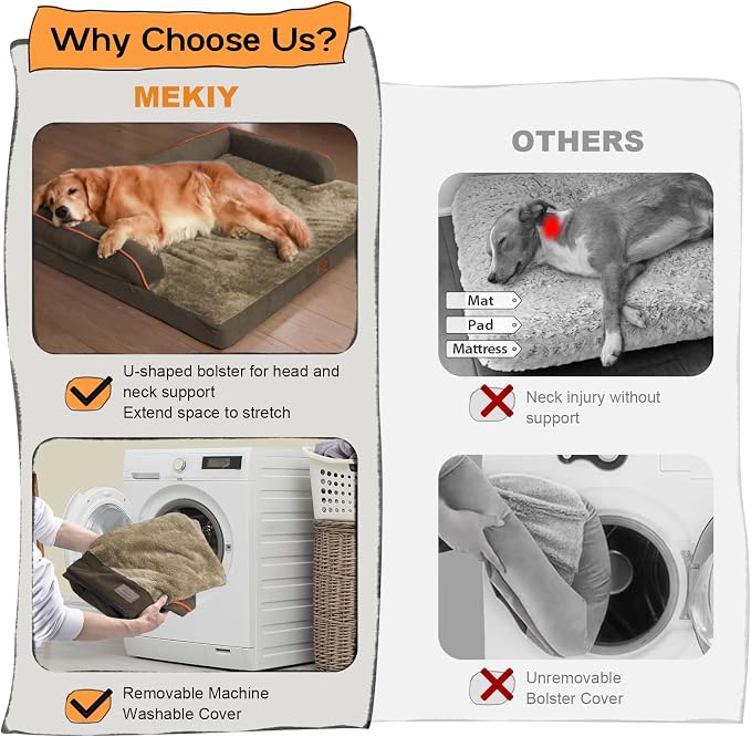 Orthopedic Large Dog Bed Washable: Brown Gaint Size Dog Beds - Image 4