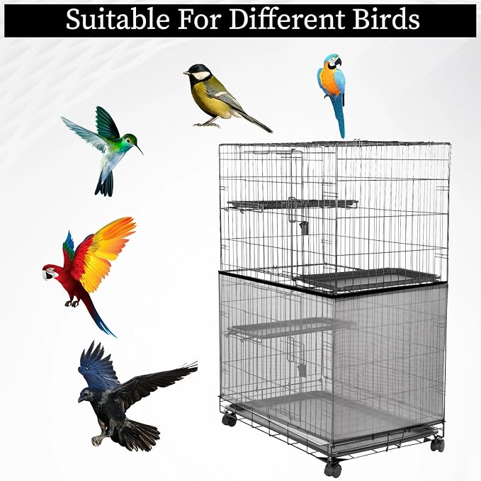 2PCS Bird Cage Cover, Bird Cage Seed Catcher, Birdcage Cover Skirt, Airy Nylon - Image 6