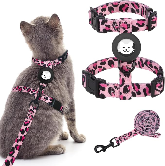 BINGPET Cat Harness with Airtag Holder, Cat Harness and Leash Set Escape Proof by BINGPET