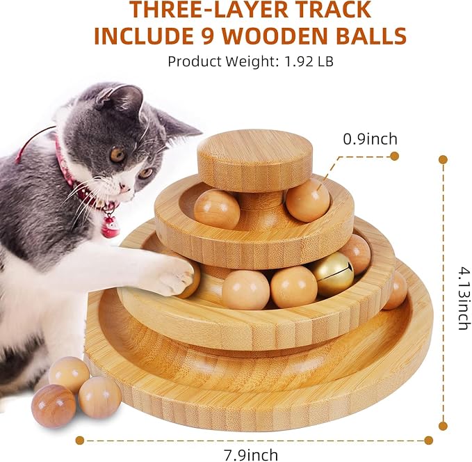 Cat Ball Track Toy, Kitty Toys Roller, 3-Level Ball Tower - Image 5