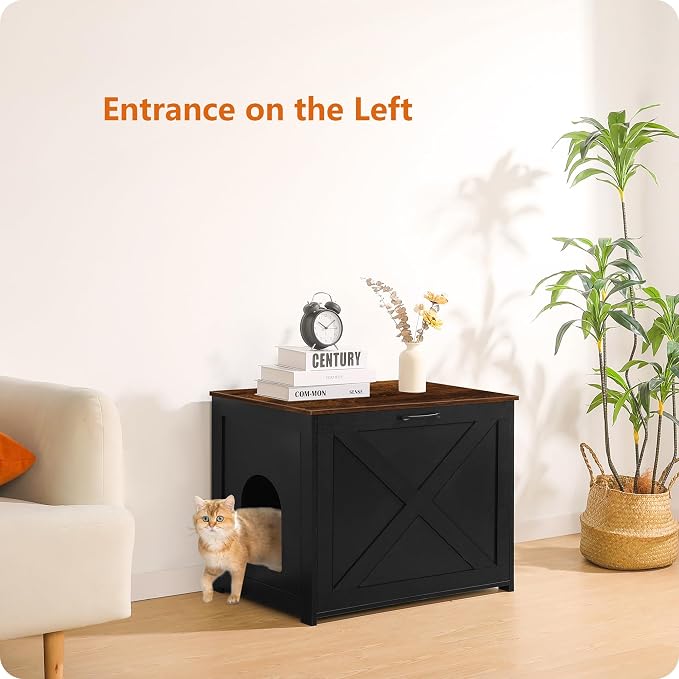 Dwanton Cat Litter Box Furniture Hidden, Cat Litter Box Enclosure, Reversible - Image 3
