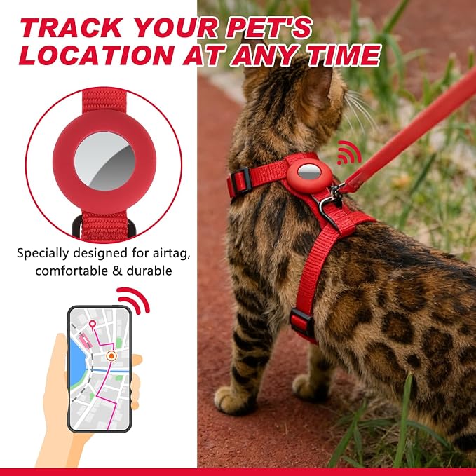 Cat Harness and Leash Set with Airtag Holder - Image 2