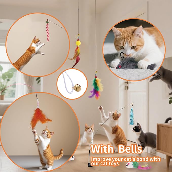 15PCS Cat Wand Toy Accessories, Cat Feather Toy Attachments Replacements - Image 3
