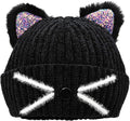 Bellady Mother Children Sequin Cat Ears Hats Warm Knit Crochet Beanies Cute by Bellady