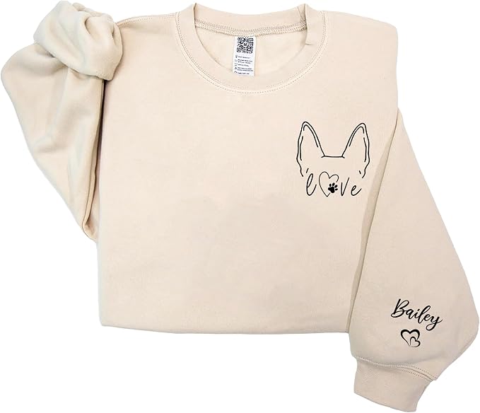 Personalized Dog Mom Sweatshirt, Custom Dog Ear Line Art Portrait Sweatshirt - Image 7