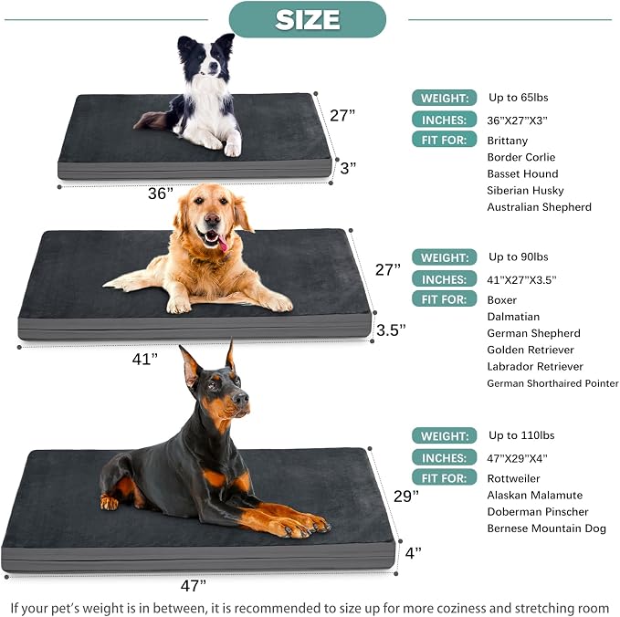 Waterproof XXL Dog Beds Large Sized Dogs, Orthopedic Washable Crate Pad 48 inch - Image 7