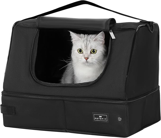PETSFIT Portable Travel Cat Litter Box – Collapsible, 2-Layer Leak-Proof by Petsfit
