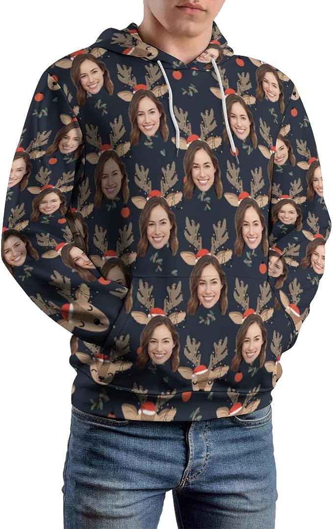Artsadd Custom Face Unisex athletic Pockets Sweatshirt Loose Hoodie Custom - Image 6