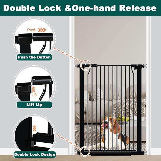 Fairy Baby 40.5" Extra Tall Baby Gate No Drill, 29.6"-40.5" Extra Wide Wide Dog - Image 4
