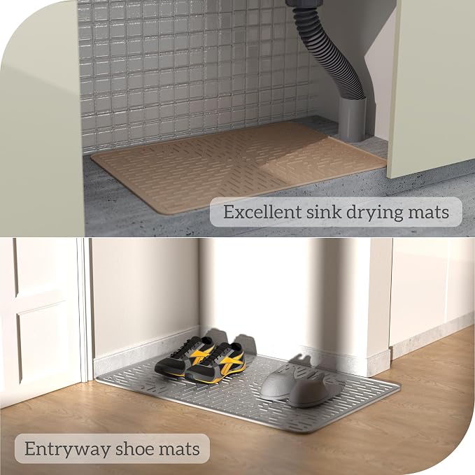OHMO Cat Litter Mat Trapping Mat Premium Silicone Rubber 23.5x16 Beige - Image 8