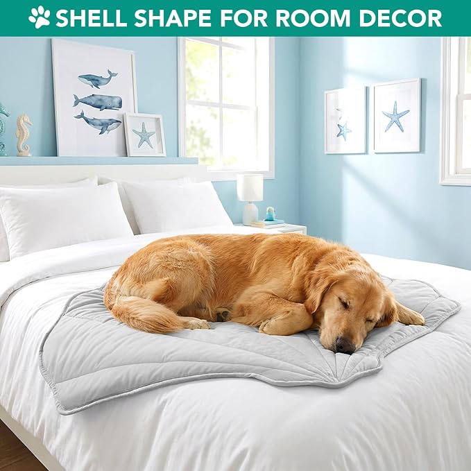 PetAmi Dog Cooling Mat, Sea Shell Shape, Reversible Cooling Nylon Blanket Soft - Image 5
