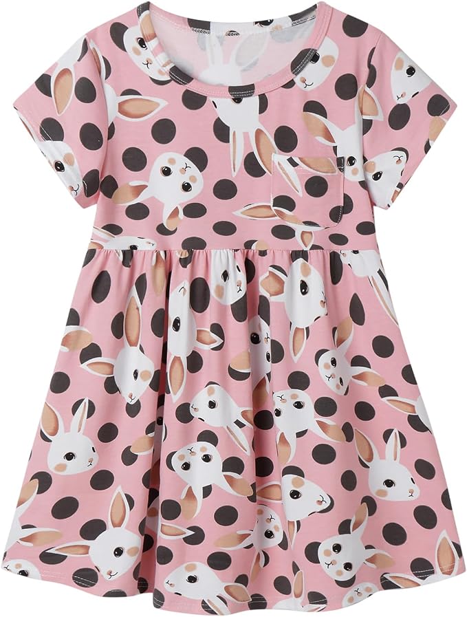 Mud Kingdom Little Girls Dresses Cotton Summer Holiday Cute Cat Dress Short by MudKingdom