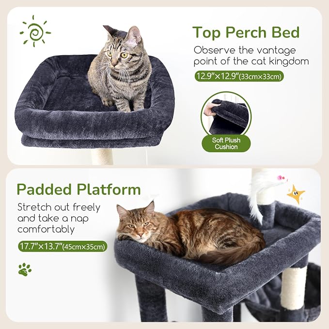 Globlazer Cat Tree Condo Tower for Multiple Indoor Cats, 52in Multi-Level Cat - Image 3