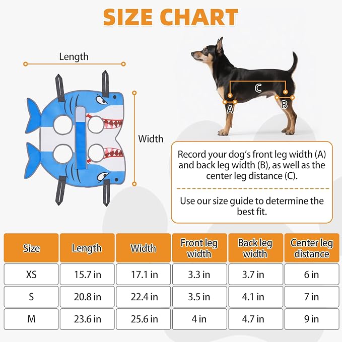 Dog Grooming Hammock for Small Dogs Cats, Cute Shark Design Dog Hanging Harness - Image 8