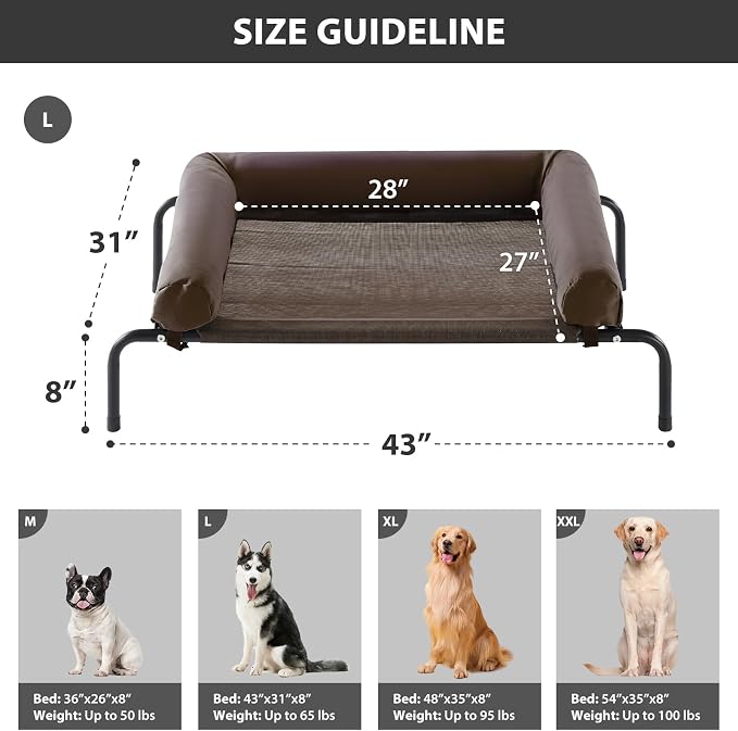 RRPETHOME Large Elevated Cooling Dog Bed, Raised Dog Cot Beds - Image 2