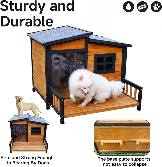 Large Dog House Outdoor Indoor for Small Medium Large Dog, Wood Insulated Dog - Image 6