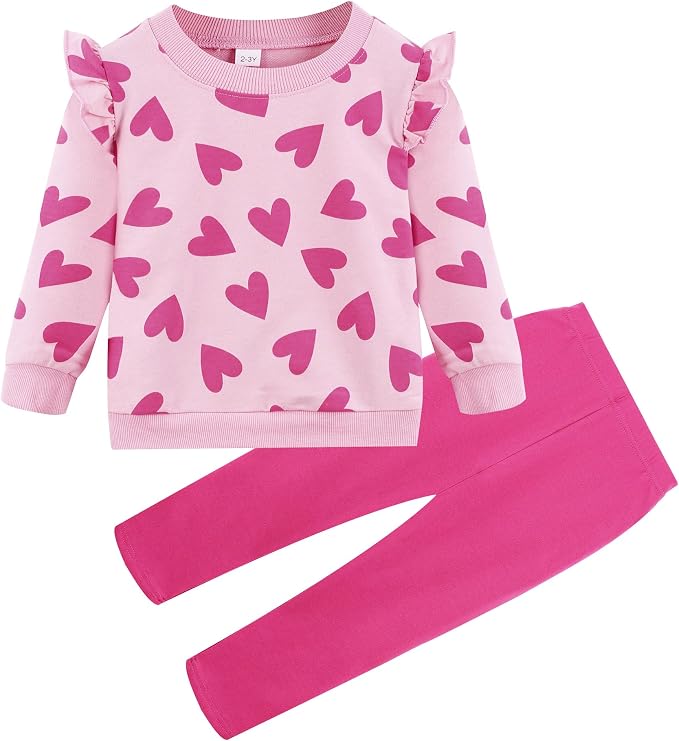 Little Girls Unicorn Outfits 2 Piece Kids Ruffle Sleeve Sweatshirt + Leggings by zarmfly