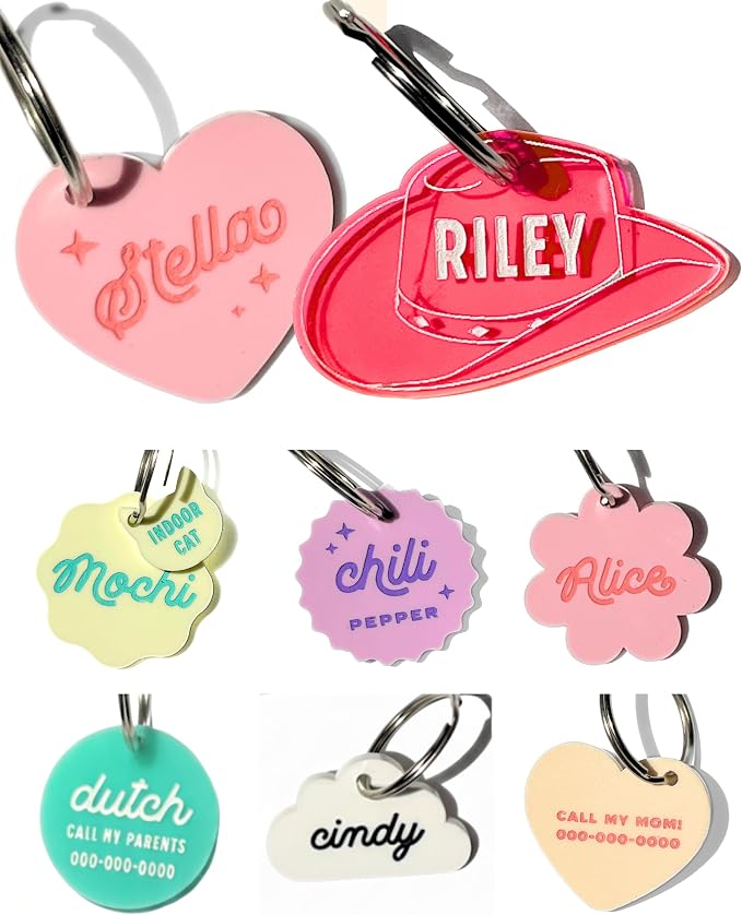Personalized Pet ID Name Tag Charm – Custom Engraved Contact Information – by HavenPrintCo