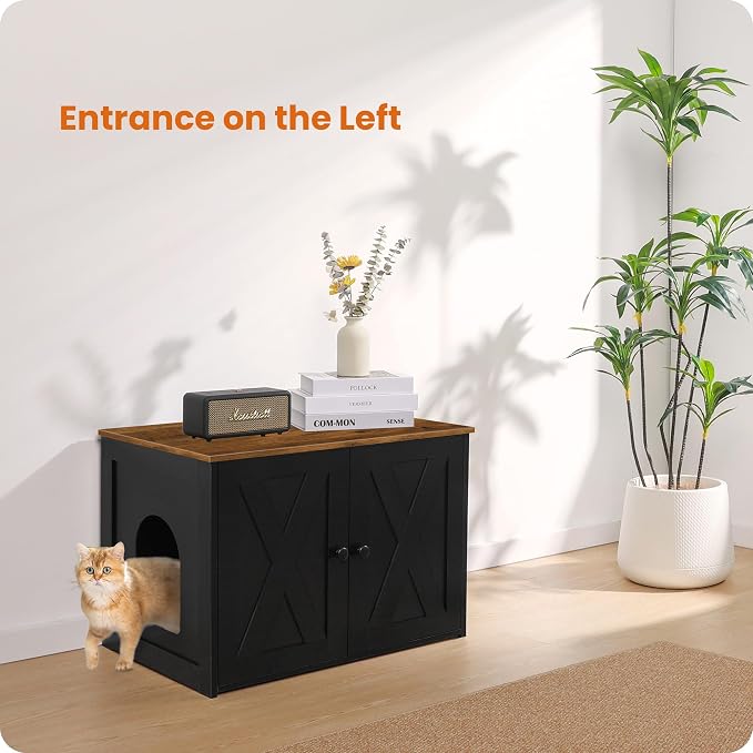 Dwanton Litter Box Enclosure, Cat Litter Box Furniture Hidden, Reversible - Image 7