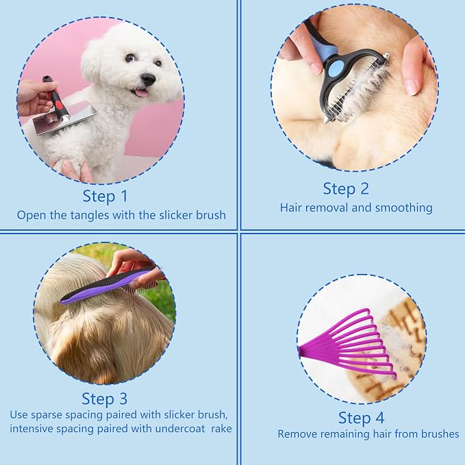 5-in-1 Dog & Cat Extra Long Pin Grooming Kit Slicker Brush - Image 6